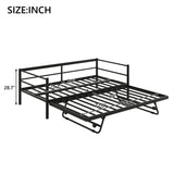 Industrial Metal Daybed With Adjustable Pop Up Trundle And LED Strip