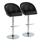 Matisse - Highback Adjustable Barstool With Rounded T Footrest (Set of 2) - Chrome Metal