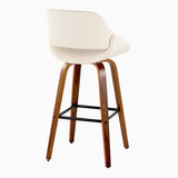 Fabrizzi - 30" Fixed-Height Barstool With Swivel And Square Black Metal Footrest (Set of 2) - Walnut Wood