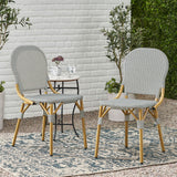 Outdoor Rattan And Aluminum Armless French Bistro Chairs (Set of 2) - Dark Gray