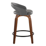 Grotto - 31" Upholstered Fixed-Height Counter Stool (Set of 2) - Walnut Wood Base