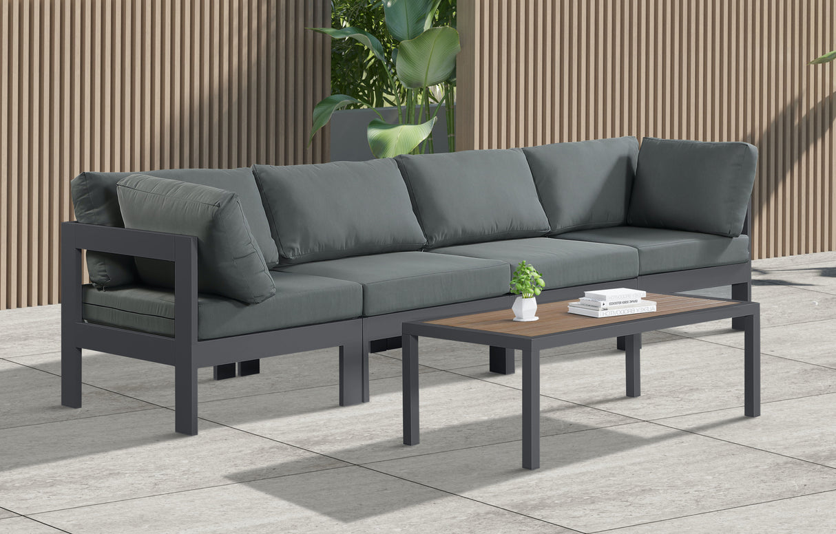 Nizuc - Outdoor Patio 4 Seat Modular Sofa With Gray Frame
