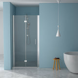 Fold Frameless Shower Door With Tempered Glass - Chrome