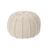 Bordeaux - Knitted Cotton Round Pouf Ottoman And Floor Cushion