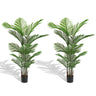 Simulate Plastic Flower Boxes With Leaves For Outdoor Home Decor (Set of 2) - Green