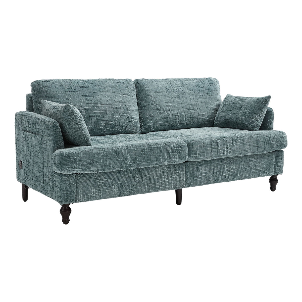 Chenille 2 Seater Sofa With LED Light, USB Charging Port, And Storage Bag