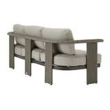 Ciela - Outdoor 3 Seat Sofa With Rattan Trim Aluminum Frame And Clouded Taupe Cushions - Dark Bronze / Gray