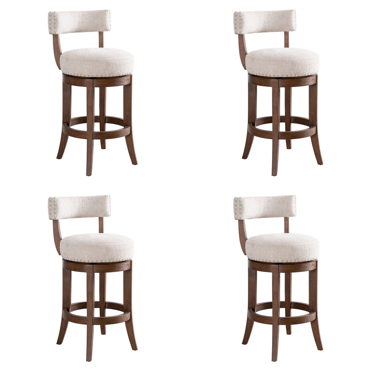 Mystic - Solid Wood Upholstered 26" Counter Height Swivel Barstool