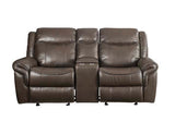 Lydia - Motion Loveseat With USB & Console - Brown Leather Aire