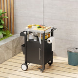 Outdoor Grill Cart With Storage, Rolling Bar Cart With Hooks And Spice Rack Stainless Steel