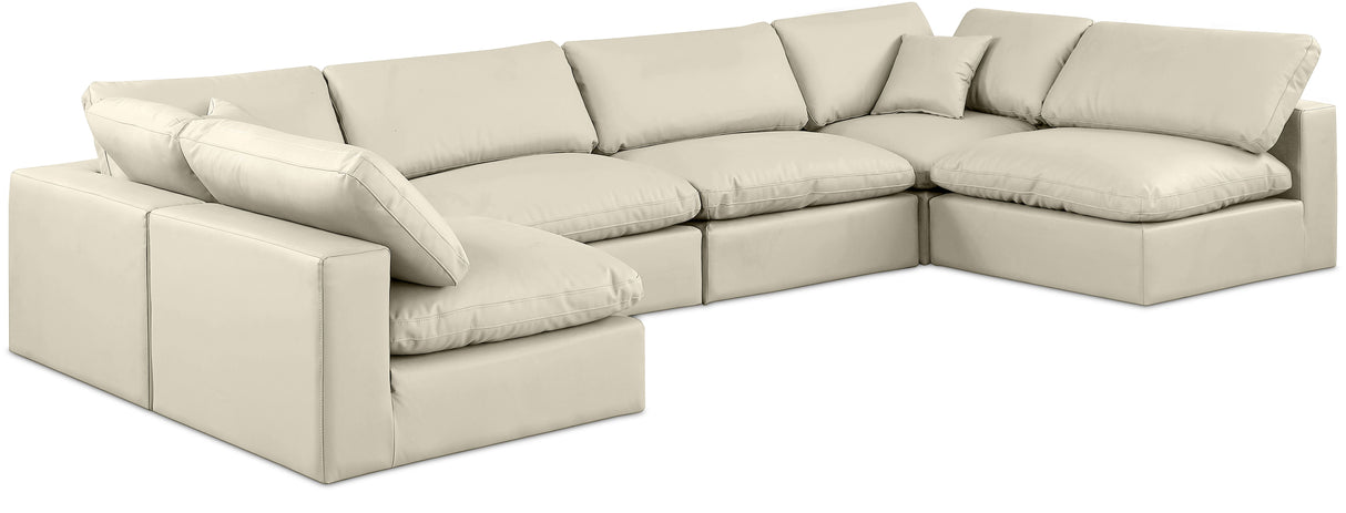 Comfy - 6 Piece Faux Leather Modular Armless Sectional