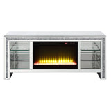 Noralie - 28" TV Stand With Fireplace & LED - Mirrored & Faux Diamonds