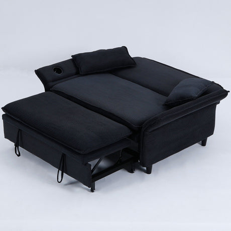Modern Fabric Multi-Functional Sofa Bed With Adjustable Armrests And Backrests