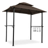 Outdoor Grill Gazebo With Double Tier Soft Top Canopy, Steel Frame, Bar Counters & Hook