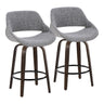 Fabrizzi - 26" Fixed-Height Counter Stool With Swivel And Round Black Metal Footrest (Set of 2) - Walnut Glazed Wood