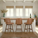 Amelia - Swivel Rubberwood Barstool With Faux Leather Seat