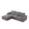 Modular Sectional Sofa With Ottoman, USB And Type C Charger, Petal Armrest Design