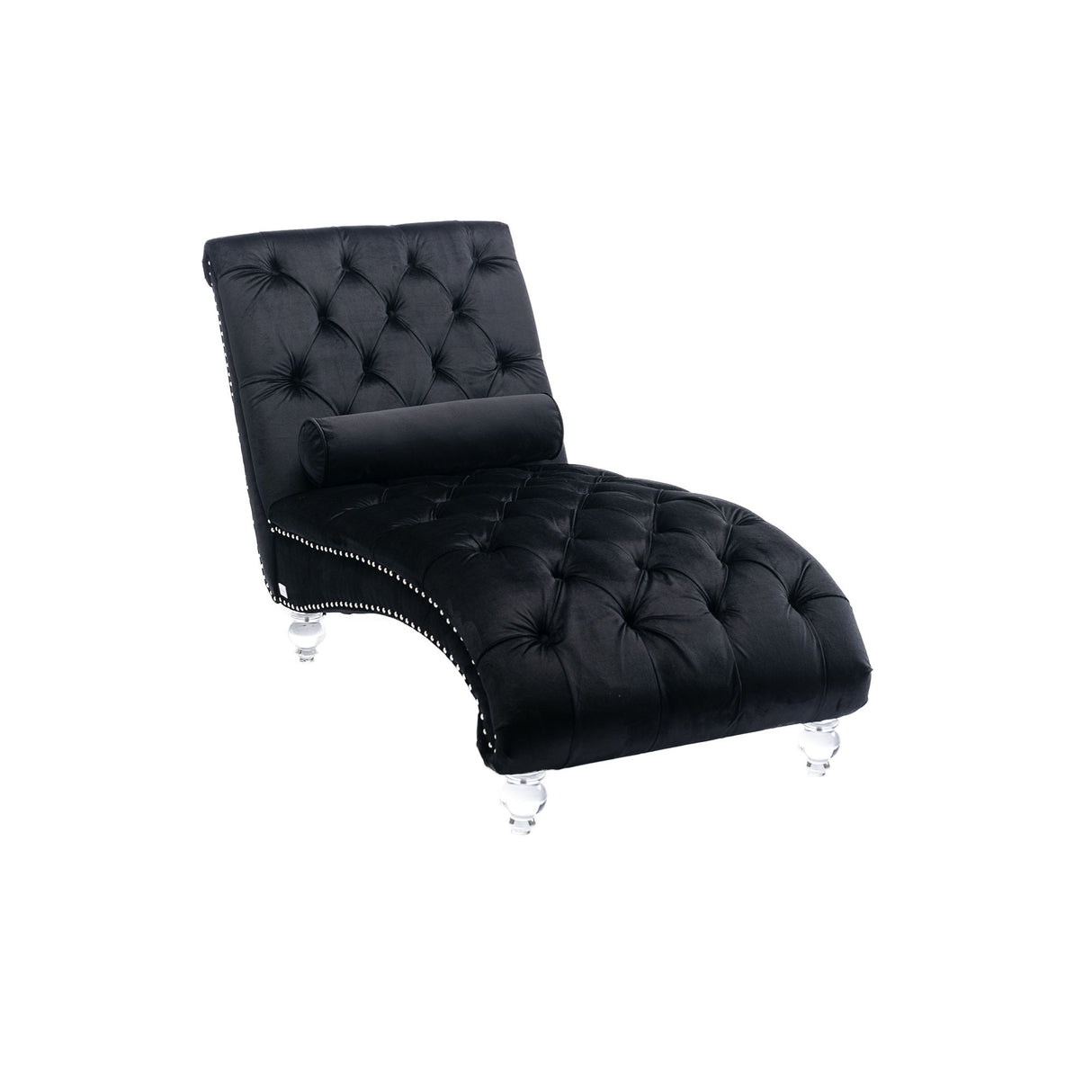 Velvet Chaise Lounge Indoor, Button Tufted Upholstered Chaise Lounge Chair With Pillow
