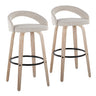 Grotto - Upholstered Fixed-Height Barstool (Set of 2) - Whitewashed Wood, Black Metal