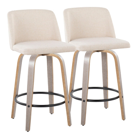 Toriano - Contemporary Fixed Height Counter Stool With Swivel & Round Footrest (Set of 2)