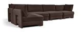 Hammond - Velvet Performance Fabric Upholstered 5 Piece L-Shaped Sectional