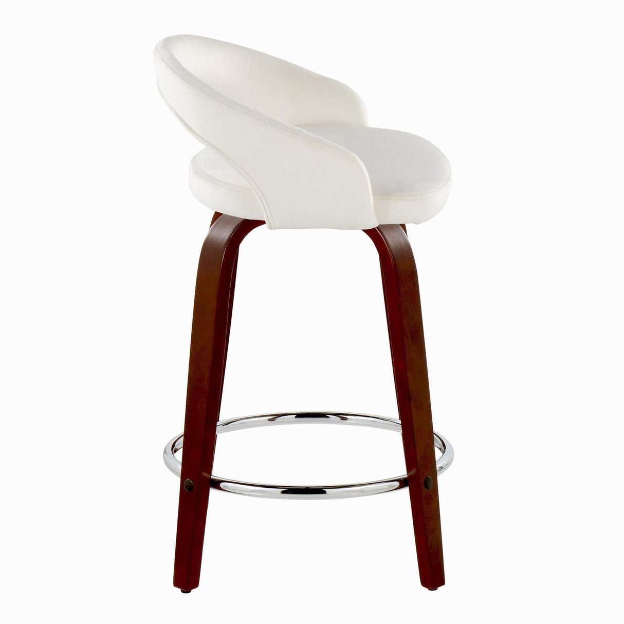Grotto - Upholstered Fixed-Height Counter Stool With Mahogany Wood Base (Set of 2)