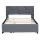 Upholstered Platform Bed With Brick Pattern Headboard And Twin Long Size Trundle