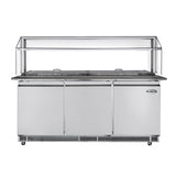 72 in. Commercial Refrigerated Prep Station with Sneeze Guard and Buffet Slide, 15 Pans with Covers and Three Adjustable Shelves in Stainless-Steel, ETL Listed (KM-RBT-72CSFG)