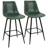 Durango - 26" Counter Stool - Black With Green Vintage Faux Leather (Set of 2)