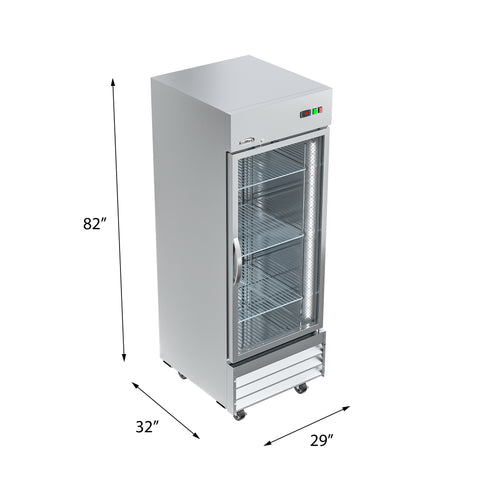 29 in. One Glass Door Reach-In Freezer 23 cu ft. RIF-1D-GD.