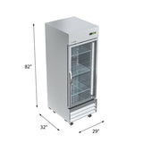 29 in. One Glass Door Reach-In Freezer 23 cu ft. RIF-1D-GD.