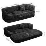 3 Seater Sofa With Built In Pet Bed Nook, Curved Design And 2 Throw Pillows