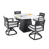 Outdoor Patio Dining Set, Squircle Dining Table, Dining Chairs With Sunbrella Cushions