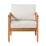 Contemporary Cushioned Eucalyptus Wood Patio Accent Chair