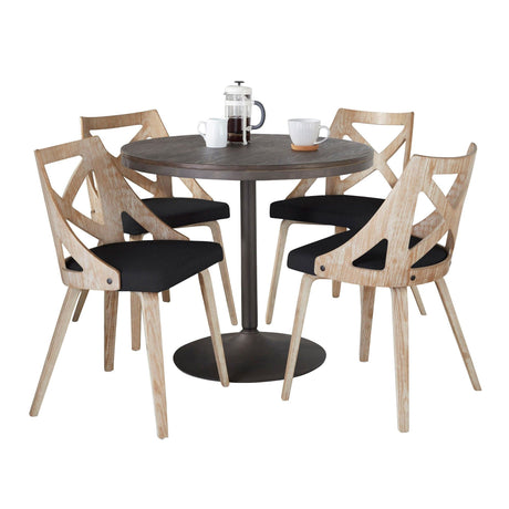 Dakota - Charlotte 5 Piece Dining Set - Antique Metal, Espresso Bamboo