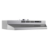 Broan F4030SF under-cabinet range hood, angled front view in stainless
