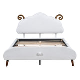 Upholstered Platform Bed With Sheep Shaped Headboard