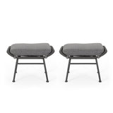 Outdoor Modern Boho Wicker Ottoman With Cushions (Set of 2)