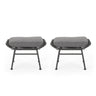 Outdoor Modern Boho Wicker Ottoman With Cushions (Set of 2)