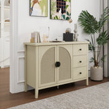 Rattan 2 Door 3 Drawer Cabinet, Suitable For Bedroom - Natural