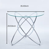 Metal Leg Dining Table With Tempered Glass Top