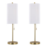 Bounty - Metal Buffet Lamp with Usb (Set of 2) - Gold Metal, White Linen