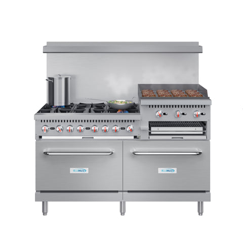 60 in. 6 Burner Commercial Natural Gas Range with 24 in. Griddle and Broiler (KM-CRGB60-NG)