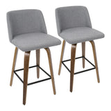 Tintori - Counter Stool (Set of 2) - Walnut Wood And Square Footrest