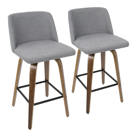 Tintori - Counter Stool (Set of 2) - Walnut Wood And Square Footrest
