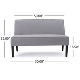 Contemporary Loveseat With Upholstered Fabric And Birch Wood Legs - Light Gray