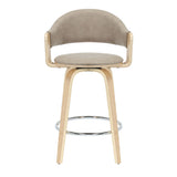 Daxton - Swivel Counter Height Round Back Wood Bar Stool With Faux Leather Seat