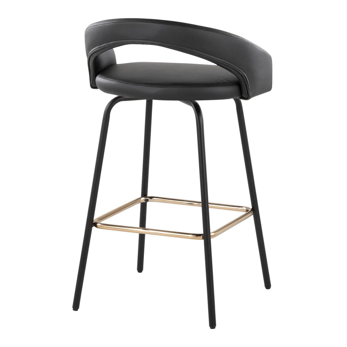 Grotto - Upholstered Fixed-Height Counter Stool - Black Metal
