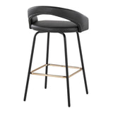 Grotto - Upholstered Fixed-Height Counter Stool - Black Metal