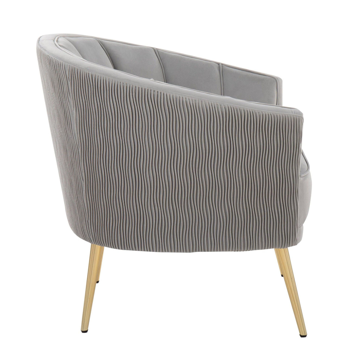 Tania - Pleated Waves Contemporary/Glam Accent Chair - Gold Steel And Silver Velvet